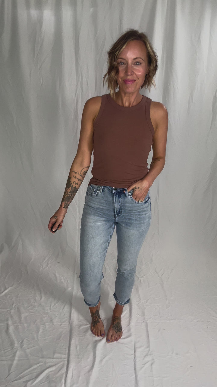 Beth Ribbed Tank Top- ESPRESSO-FINAL SALE