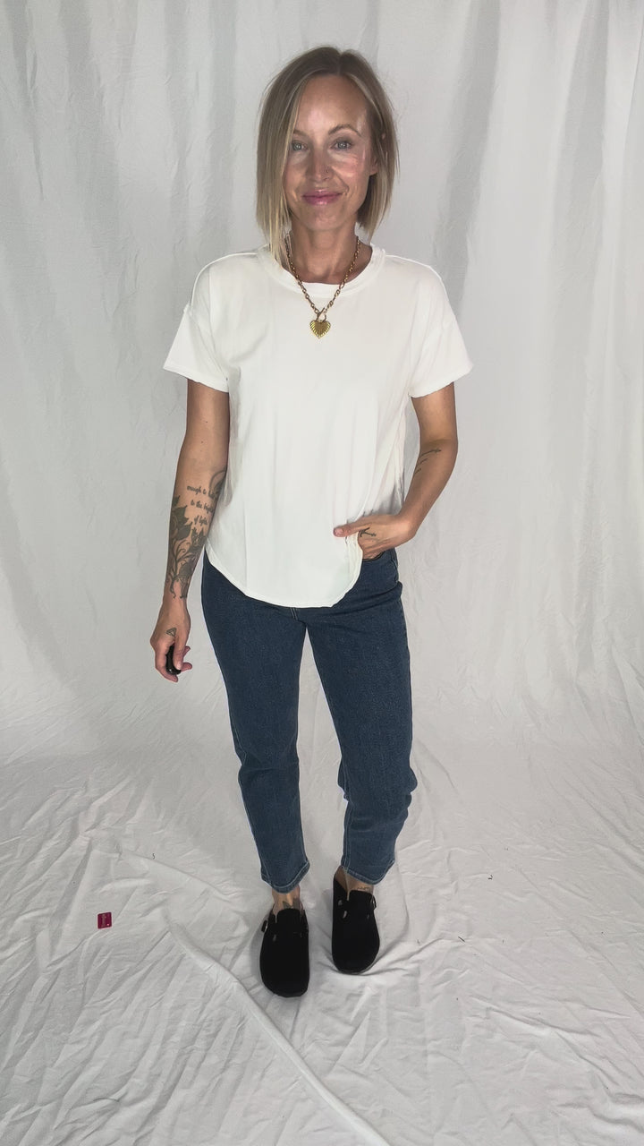 Soleen Exposed Seam Cotton Top- WHITE