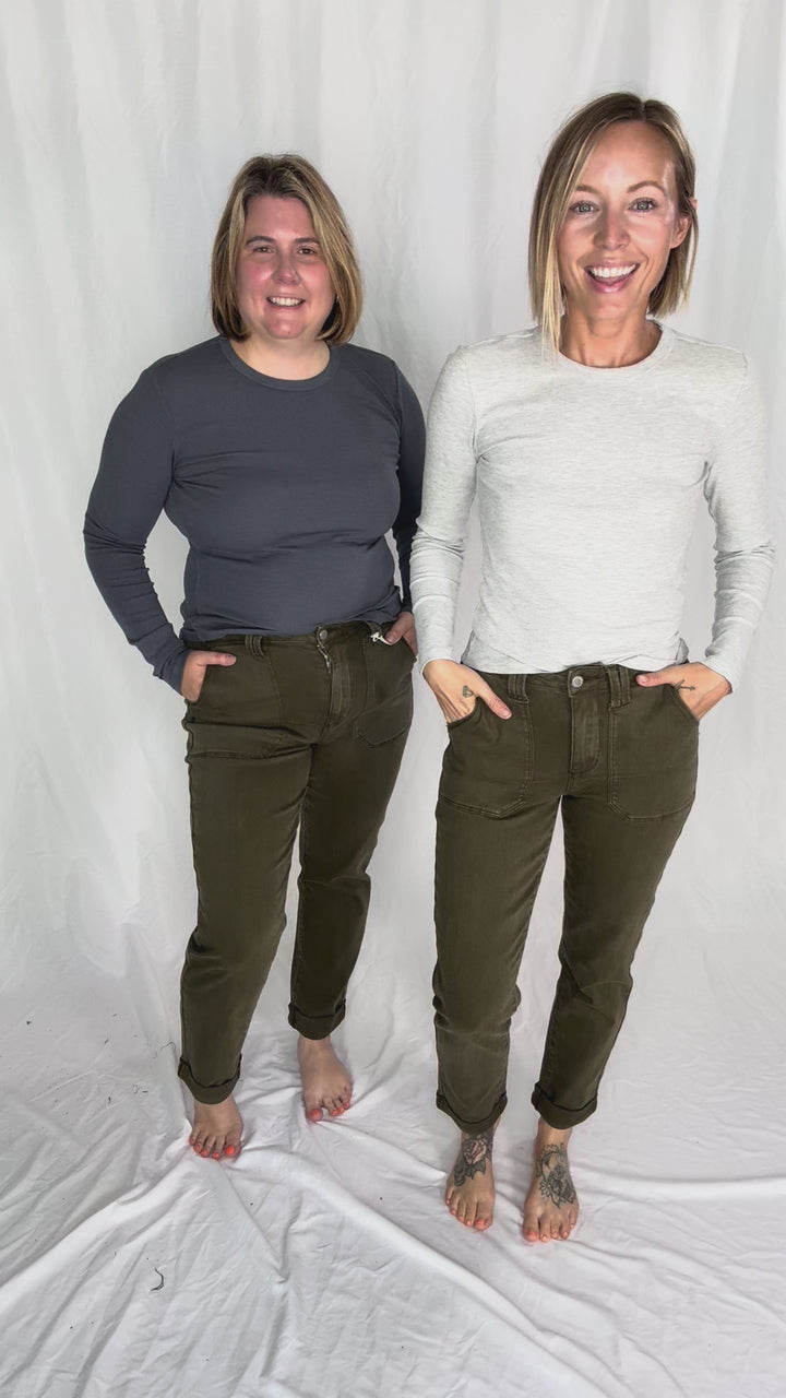 JUDY BLUE Saskia Cargo Pant- DARK FOREST