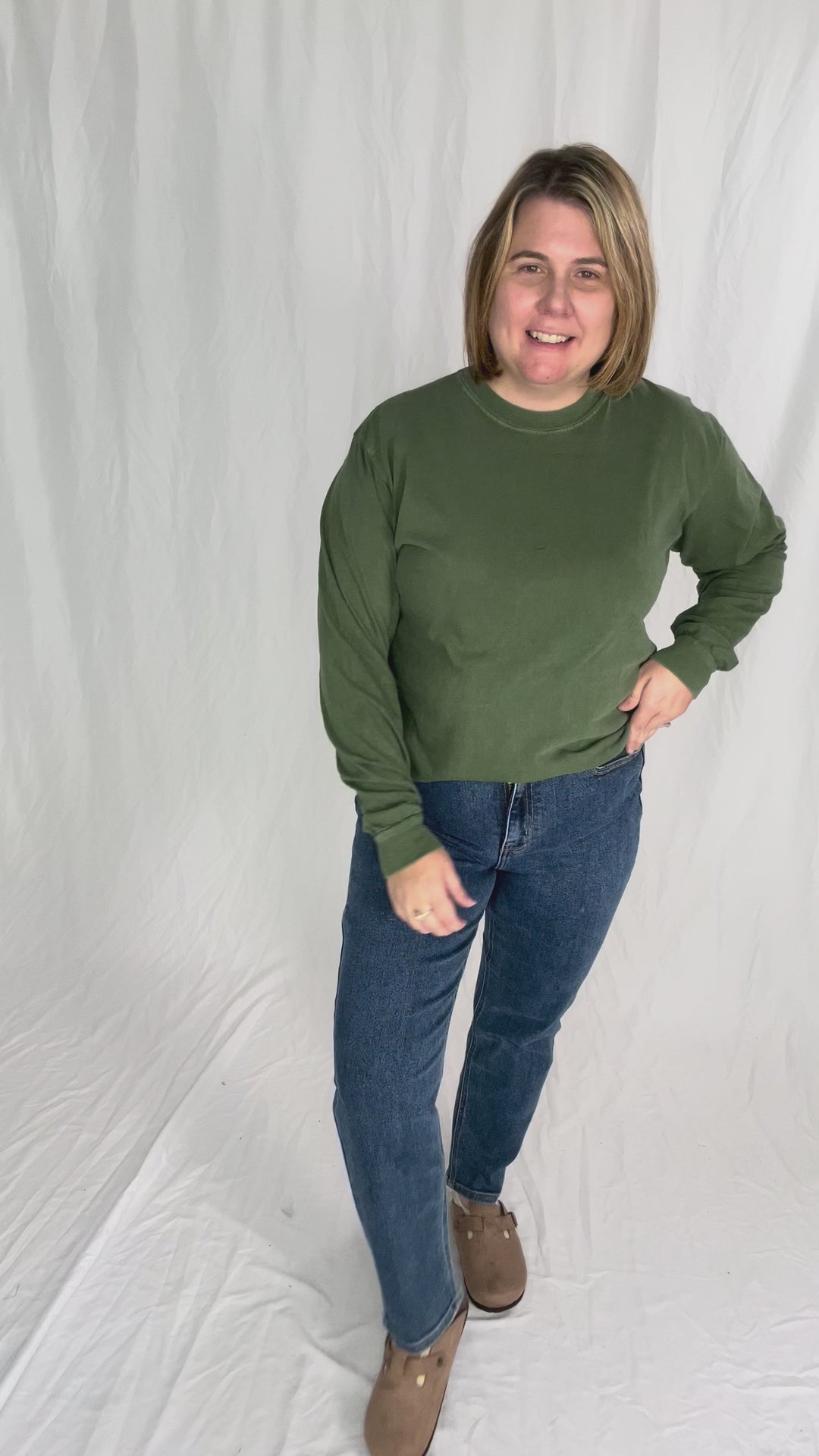 T+G Classic Washed Cotton Long Sleeve- HEMP