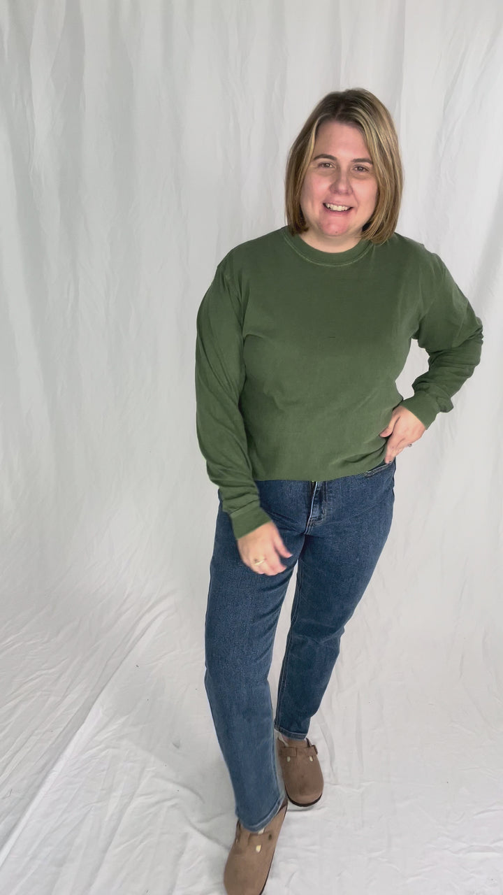 T+G Classic Washed Cotton Long Sleeve- HEMP
