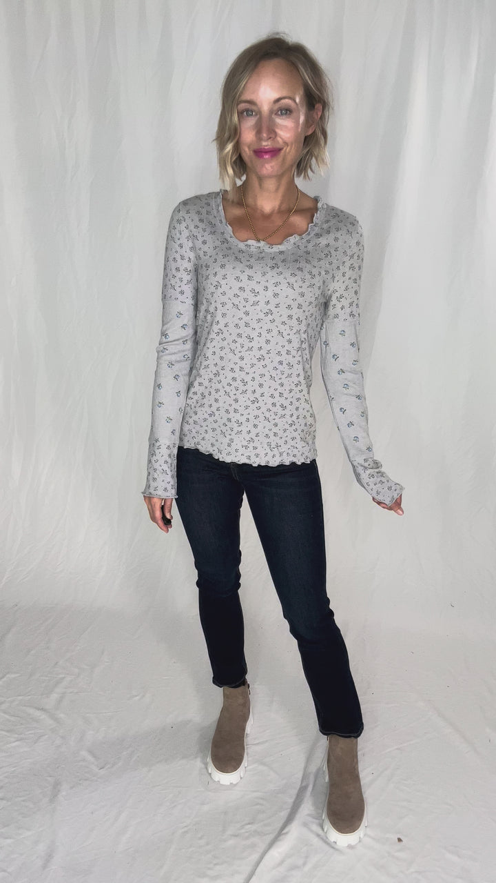 Filly Floral Long Sleeve- HTHR GREY