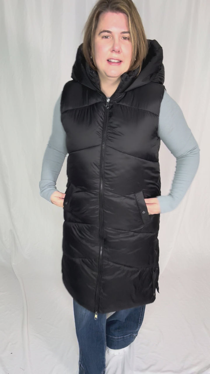 VERO MODA Banff Hooded Vest- BLACK