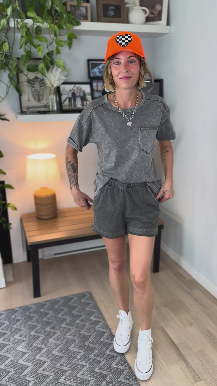 Toro Washed Cotton Shorts Set- ASH BLACK