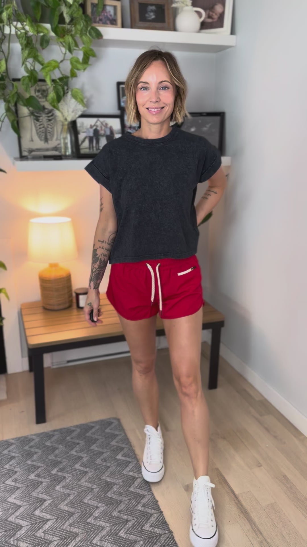Macie Lined Active Shorts- TOMATO