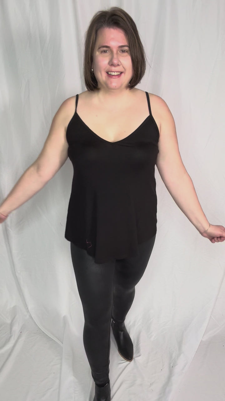 Khloe Reversible Spaghetti Cami- BLACK