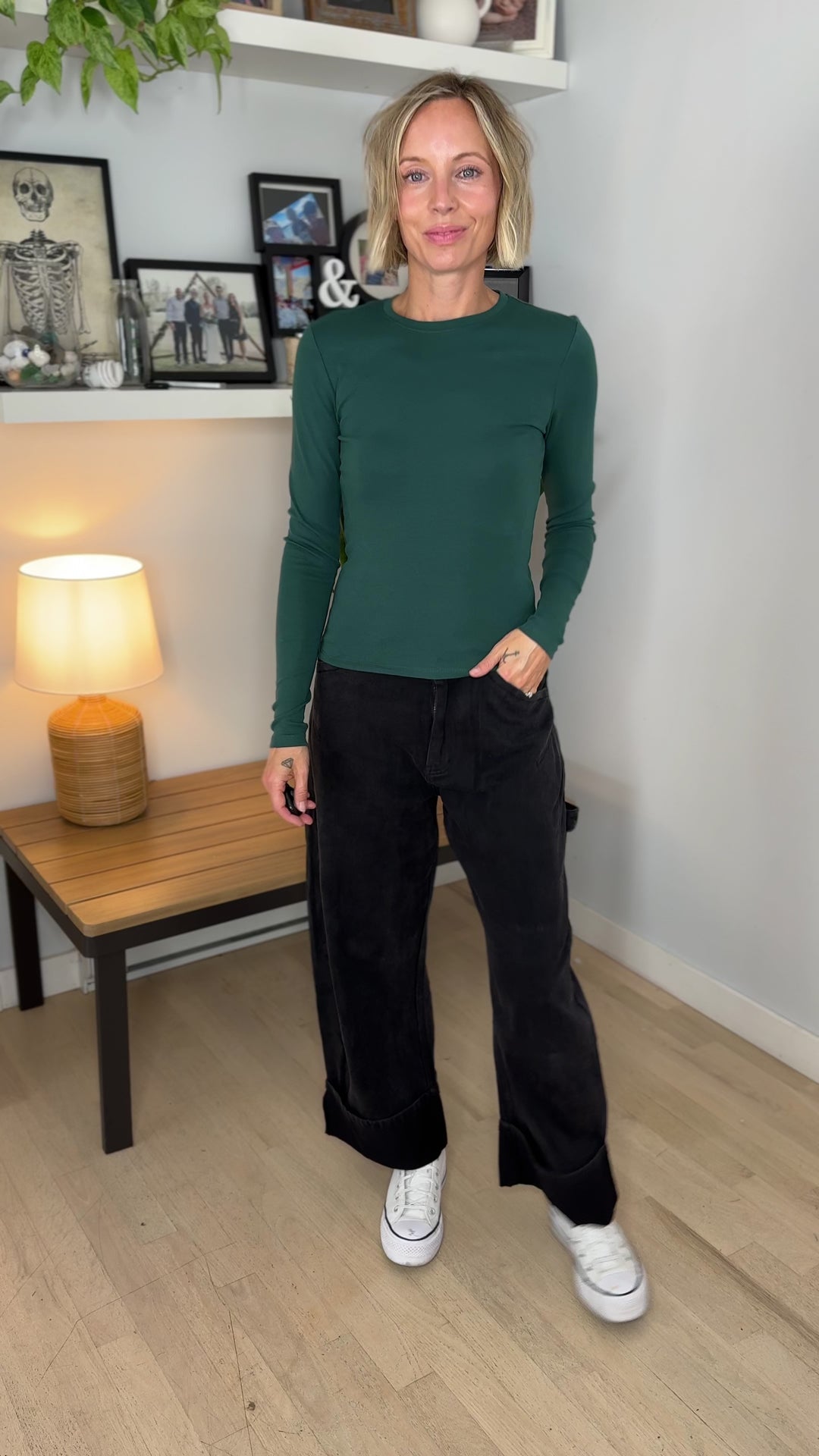 Only Riley Organic Cotton Long Sleeve Top- JUNE BUG GREEN