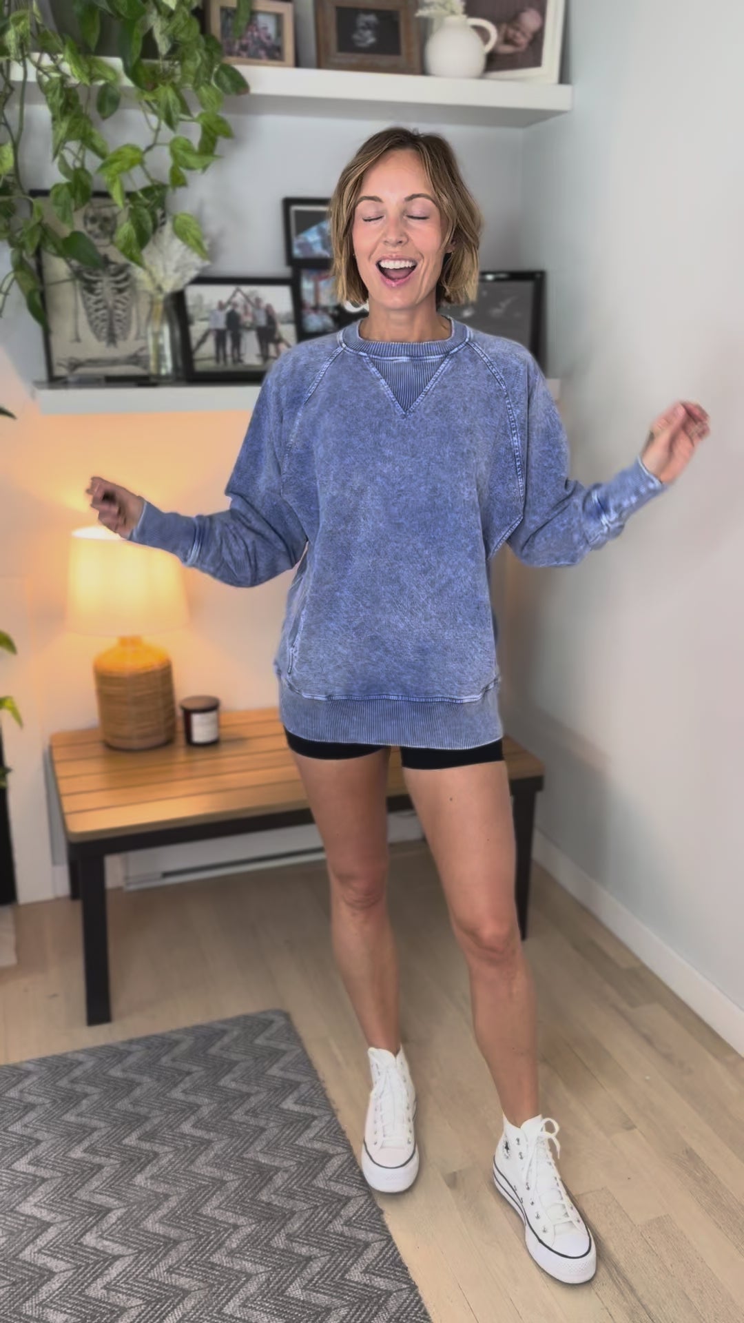 Jane Washed Tunic Pullover- NAVY