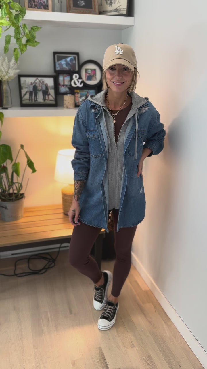 RISEN Girlfriend Hoodie Jean Jacket- MEDIUM WASH **PRE-ORDER MARCH 15th**