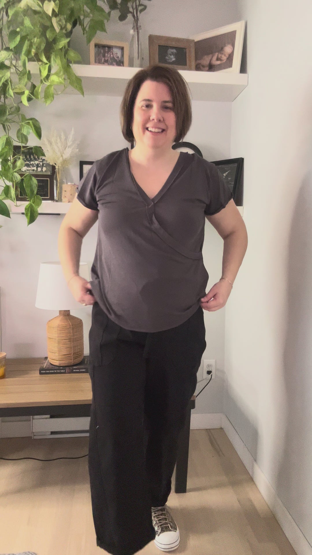 Esther Reversible Top- CHARCOAL