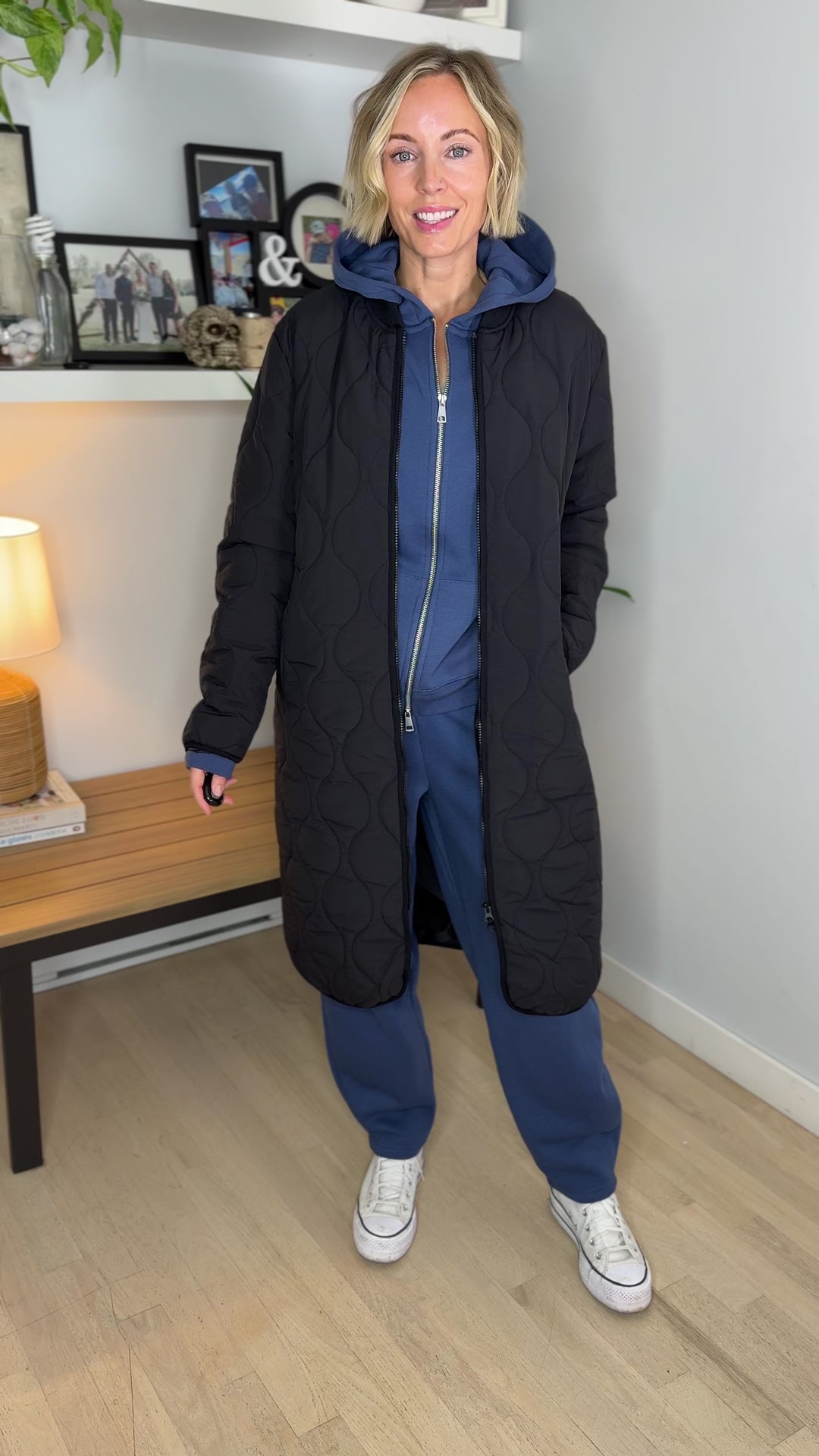 MONO B Northern Lights Quilted Bomber Jacket- BLACK