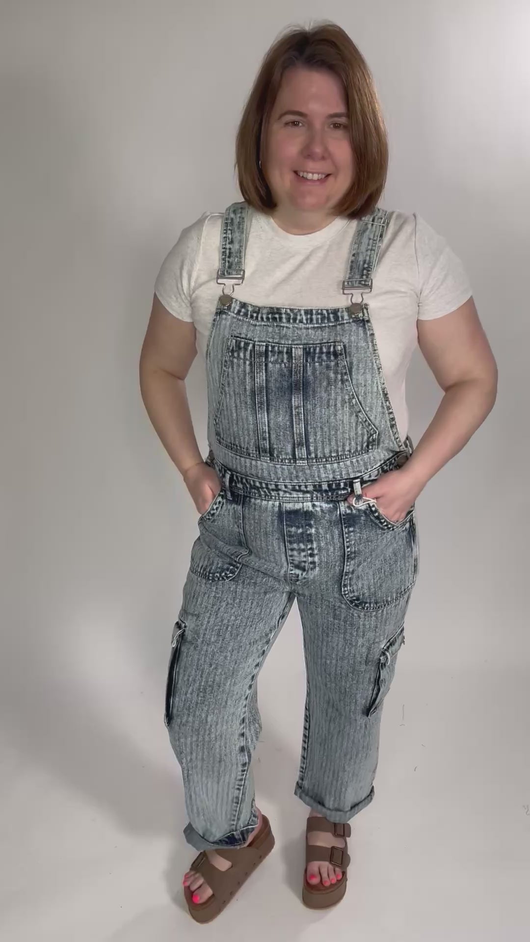 RISEN Emery Ankle Straight Utility Overalls- MEDIUM WASH