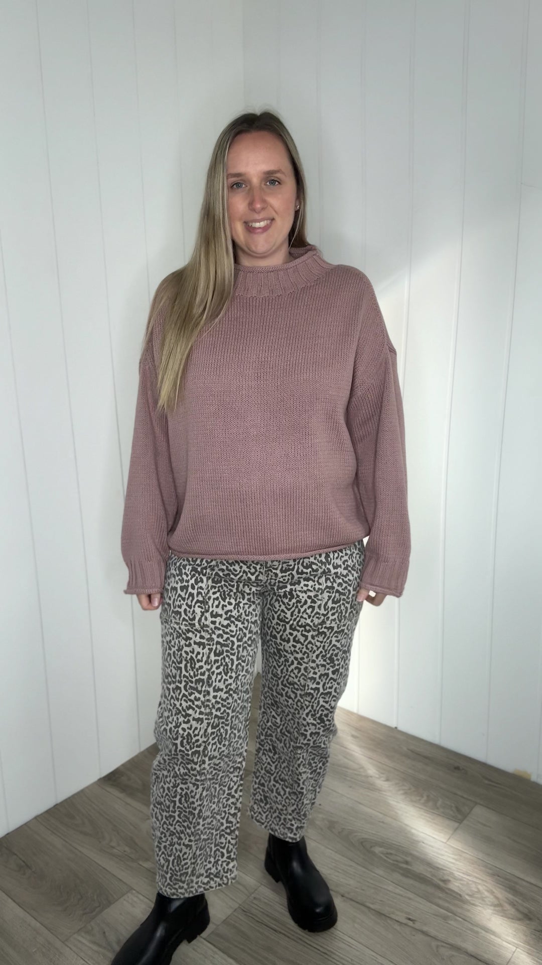 Bella Fisherman Knit Sweater- MAUVE