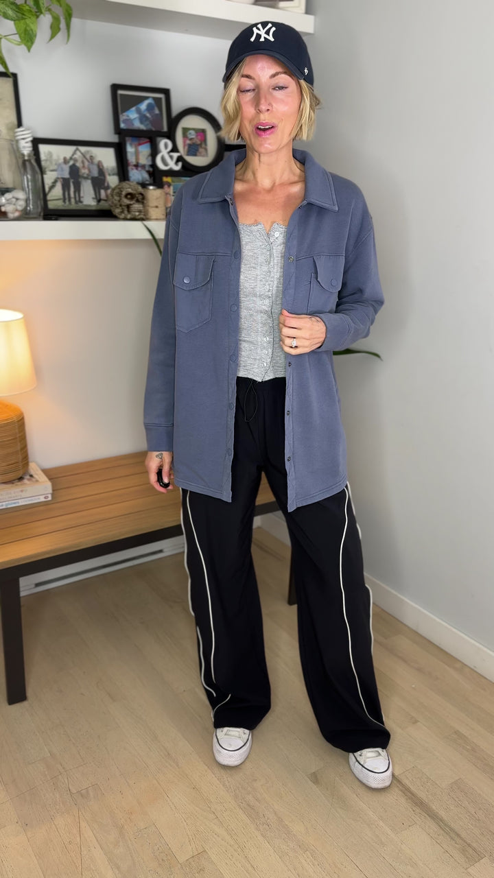 MONO B Valerie Snap on Shacket- OCEAN