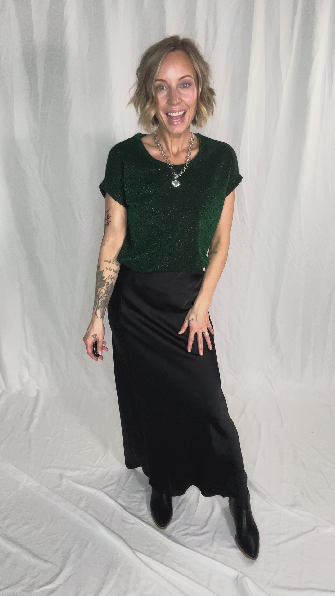 ONLY Moster Glitter Top- EMERALD