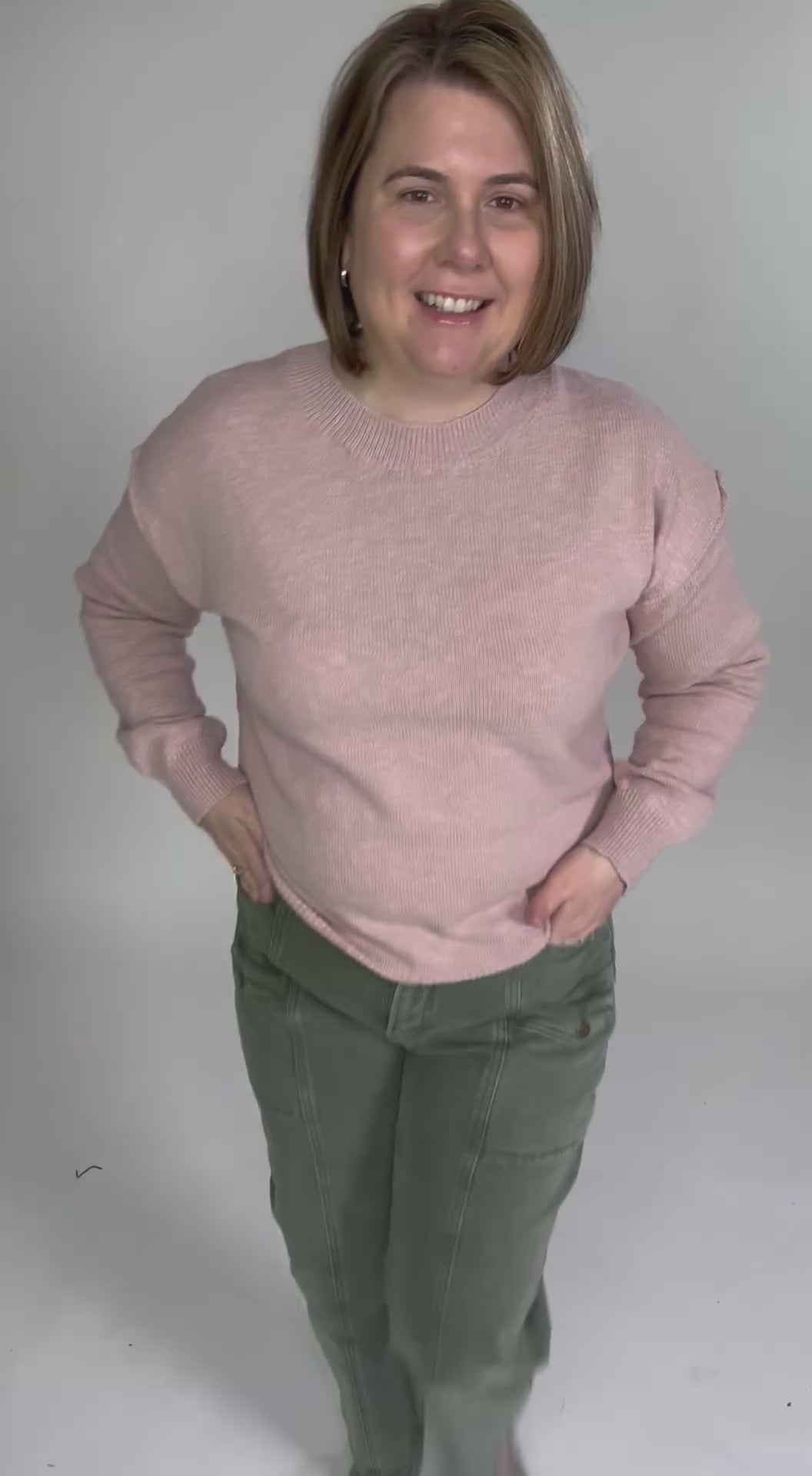 Kiera Drop Shoulder Cotton Sweater- DUSTY ROSE-FINAL SALE