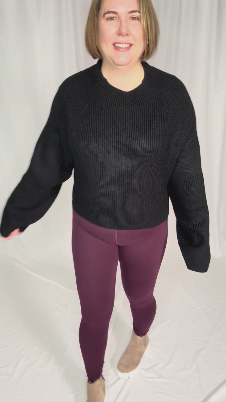 Sugar Plum Tie Back Sweater- BLACK