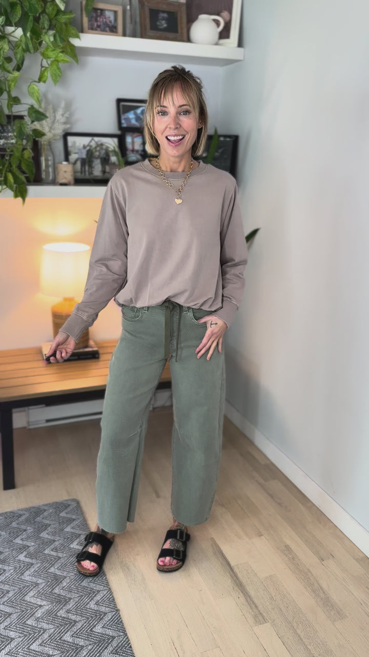 Mono B Quinn Mineral Cloud Bubble Hem Pullover- SILKEN TAUPE-FINAL SALE