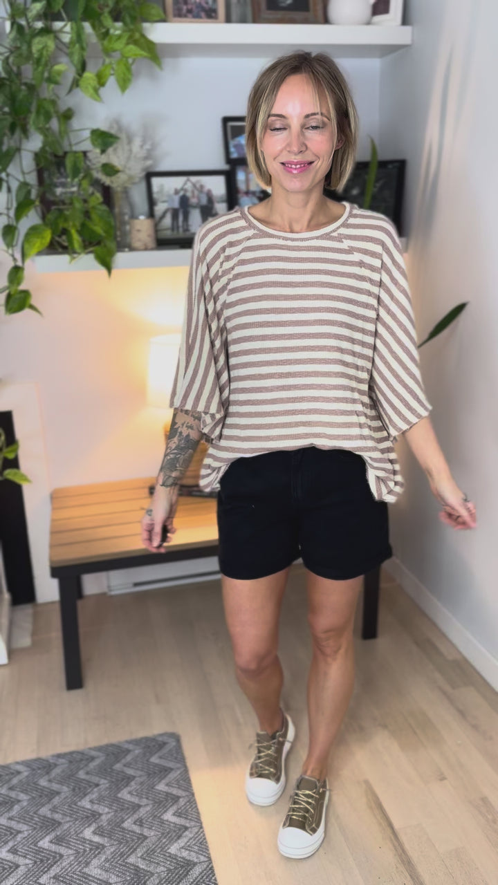 Kinsley Dolman Sleeve Ribbed Top- MOCHA