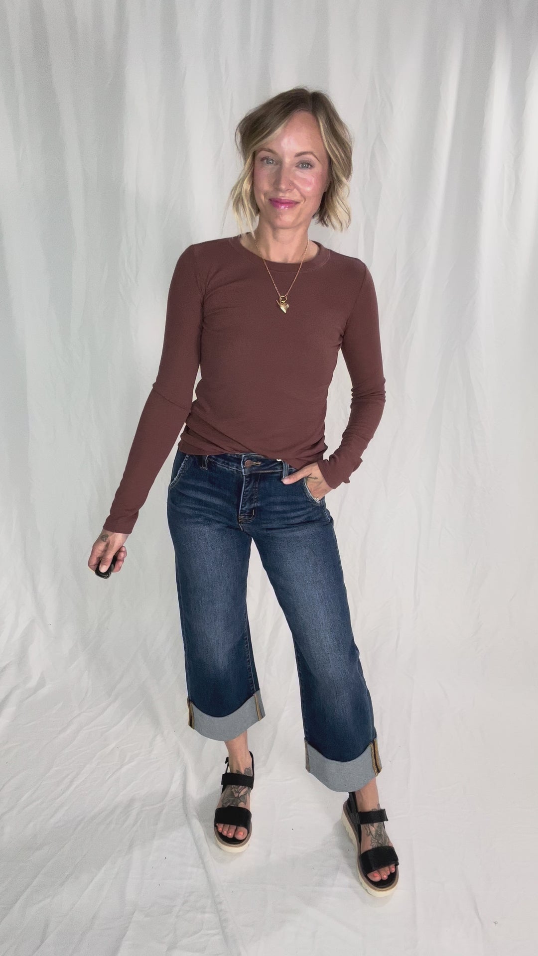 Beth Ribbed Long Sleeve- ESPRESSO