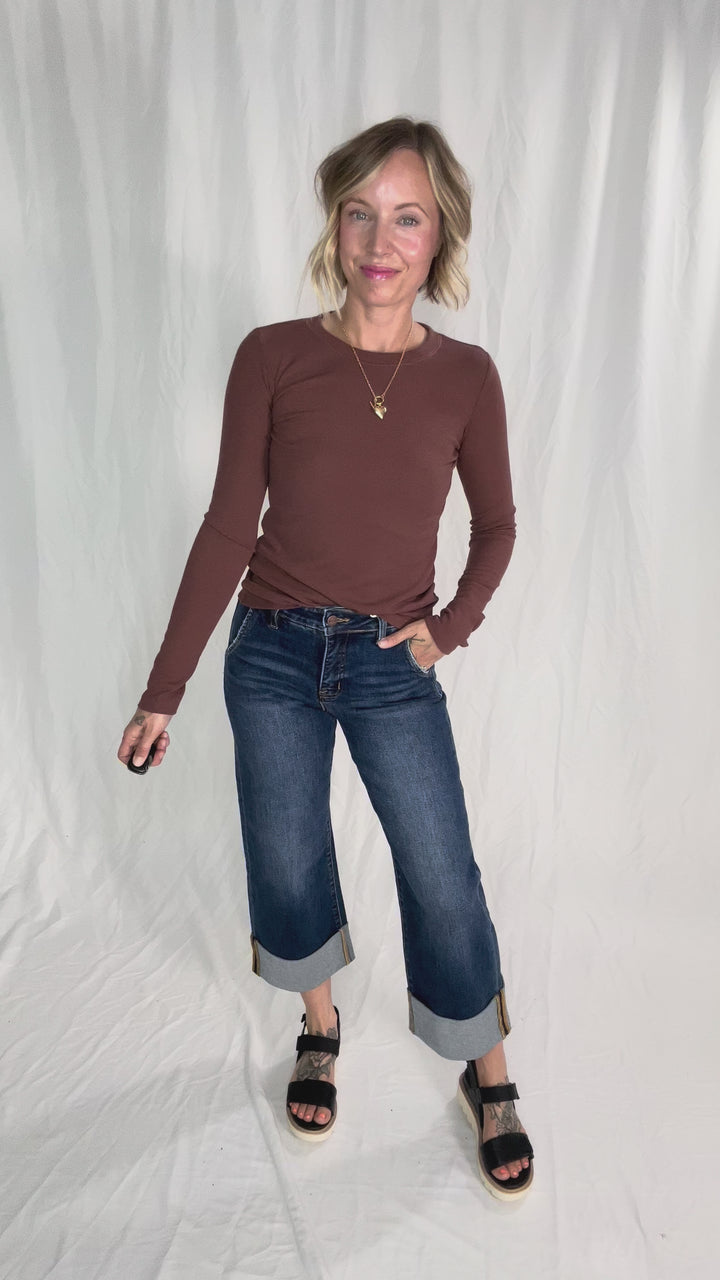 Beth Ribbed Long Sleeve- ESPRESSO