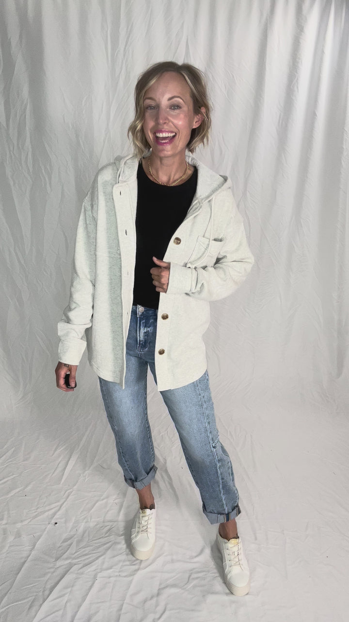 THREAD & SUPPLY Shyla Hoodie Shacket- HTHR GREY
