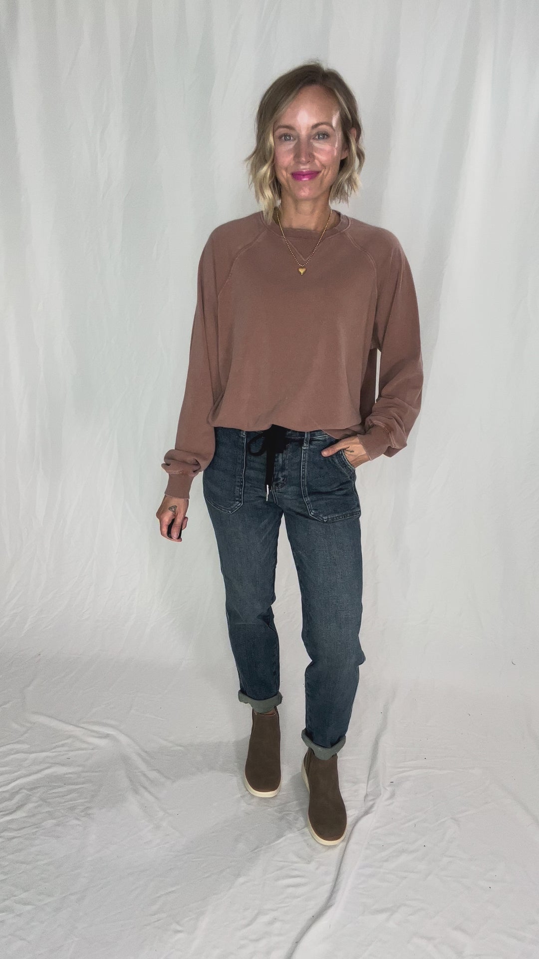 Aria Washed Pullover- CHESNUT