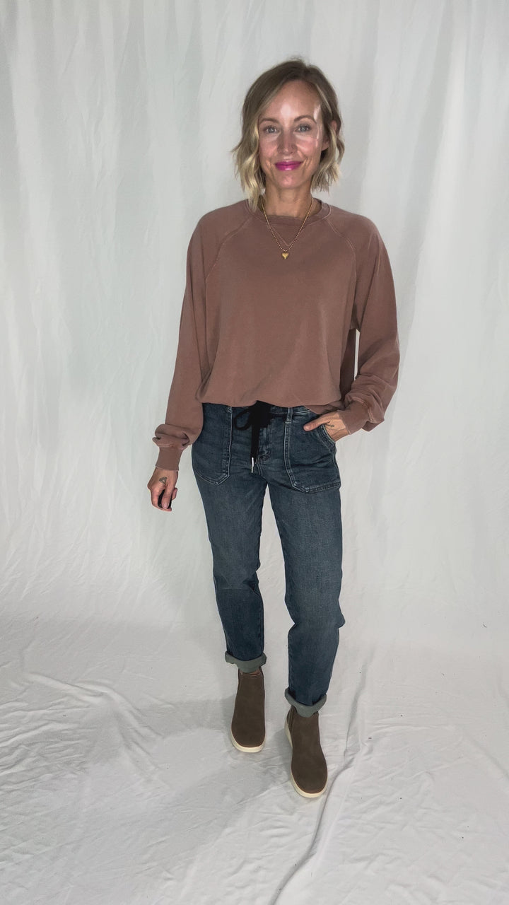 Aria Washed Pullover- CHESNUT