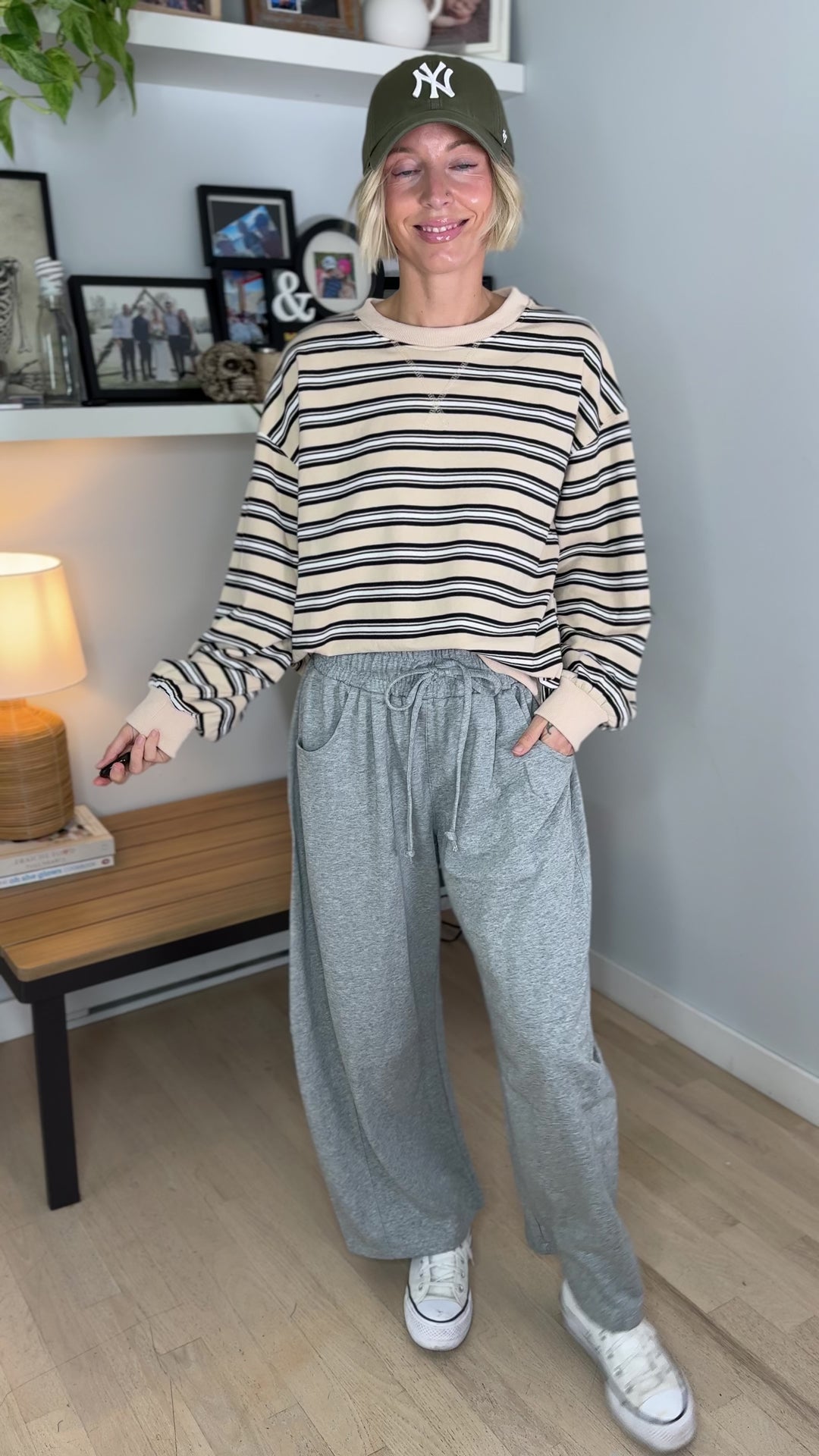 Zella Oversized French Terry Sweatshirt- BEIGE COMBO
