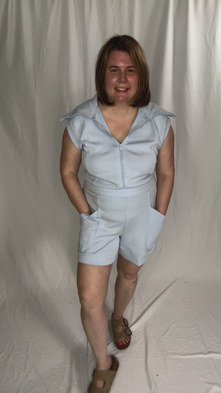 Jardine Scuba Luxe Sleeveless Romper- FROST-FINAL SALE