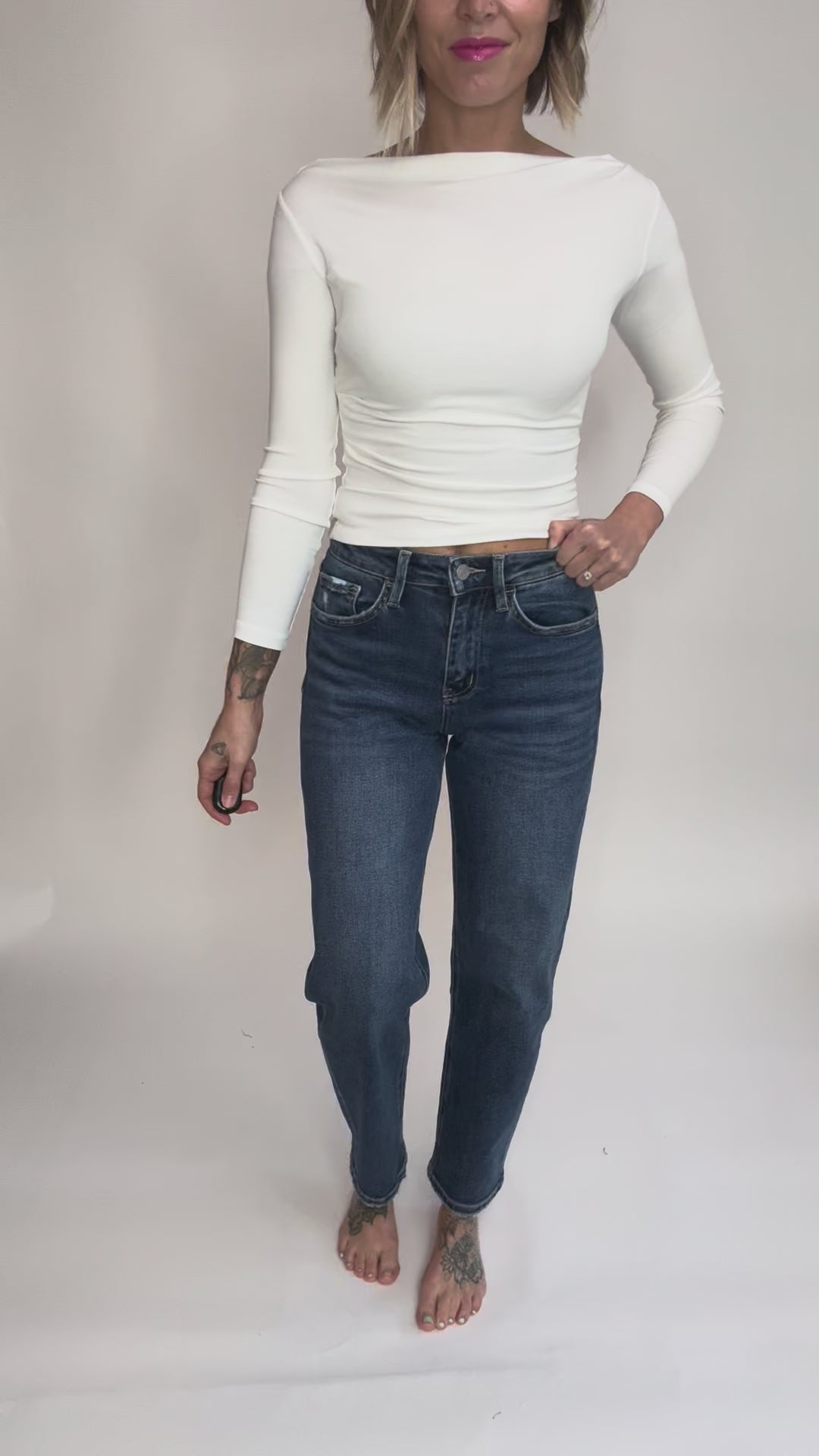 Lovervet Brooklyn High Rise Barrel Jeans- MEDIUM WASH