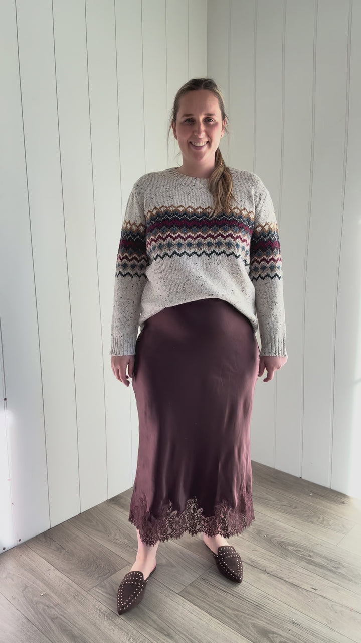 Shanty Lace Trim Skirt- CHOCOLATE