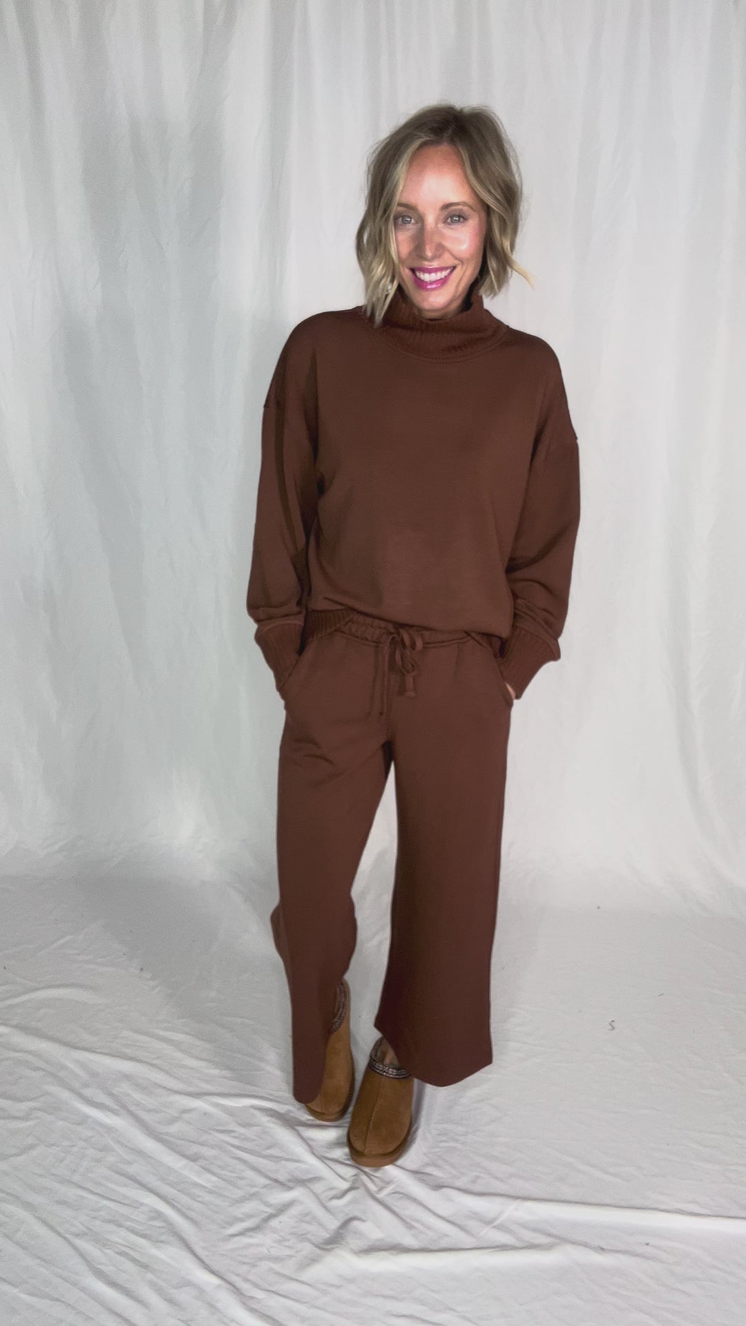 Brea Modal Mock Neck Pullover- CHESTNUT