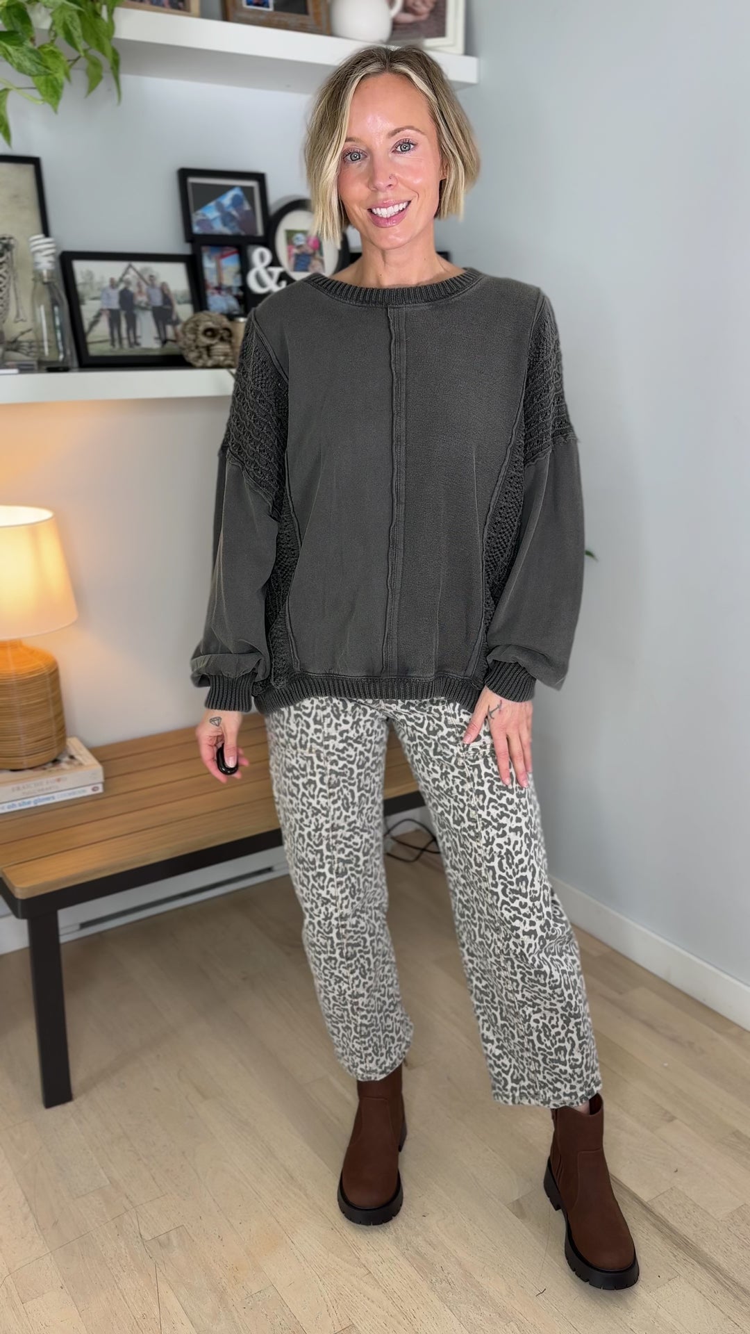 Victoria Washed Cotton Sweater- ASH
