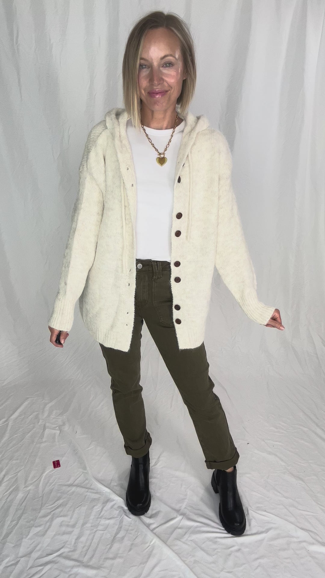 Malachai Button Down Hoodie Cardigan- OATMEAL