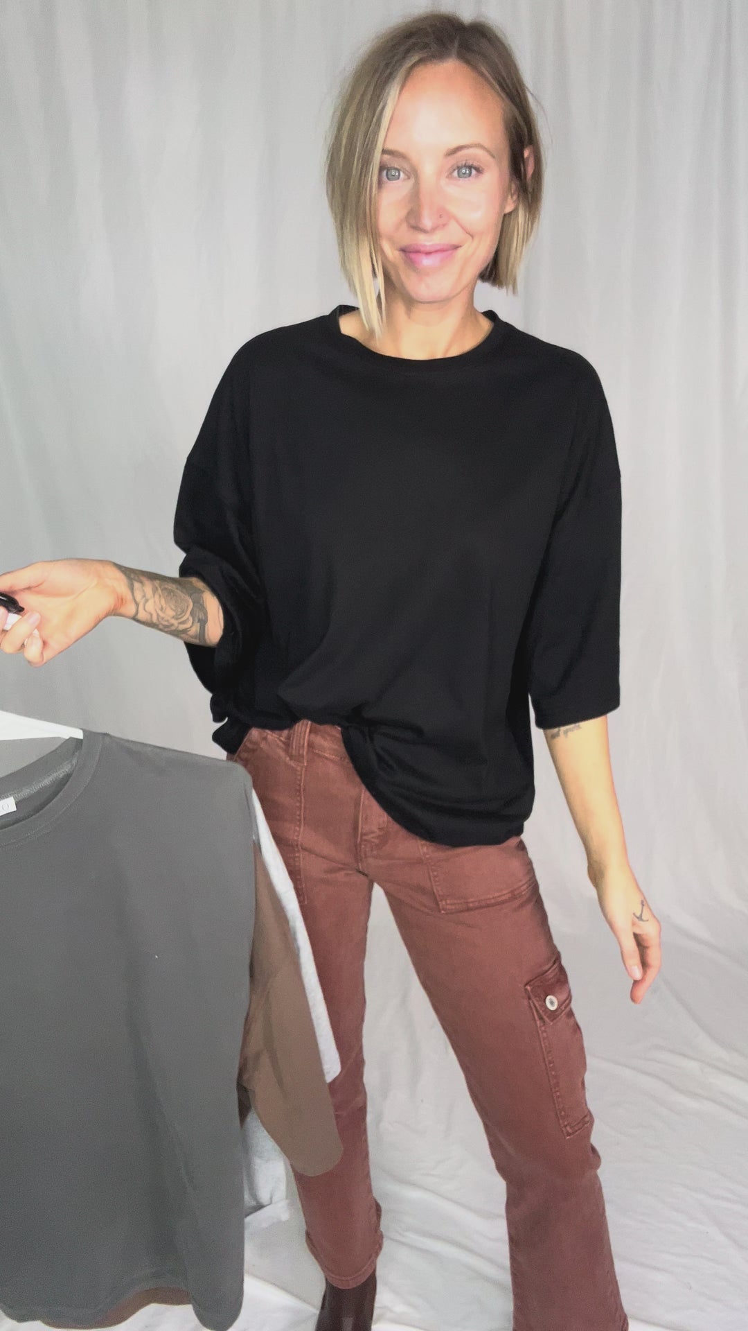 Aemi Cotton Relaxed Fit Tunic Tee- CHOCOLATE