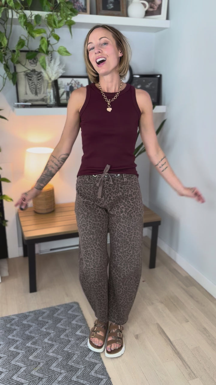 Beth Ribbed Tank Top- BURGUNDY