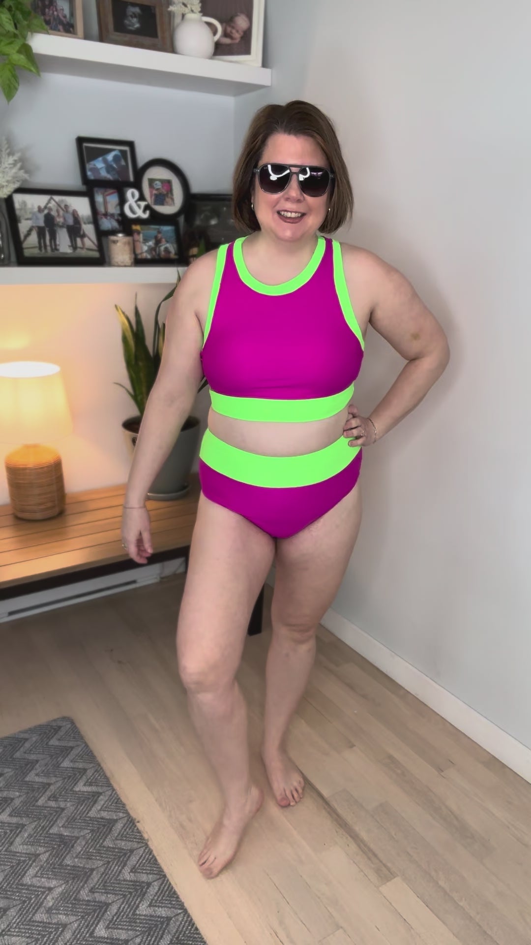 Bali Beach Two Piece Swimsuit- PINK/NEON-FINAL SALE