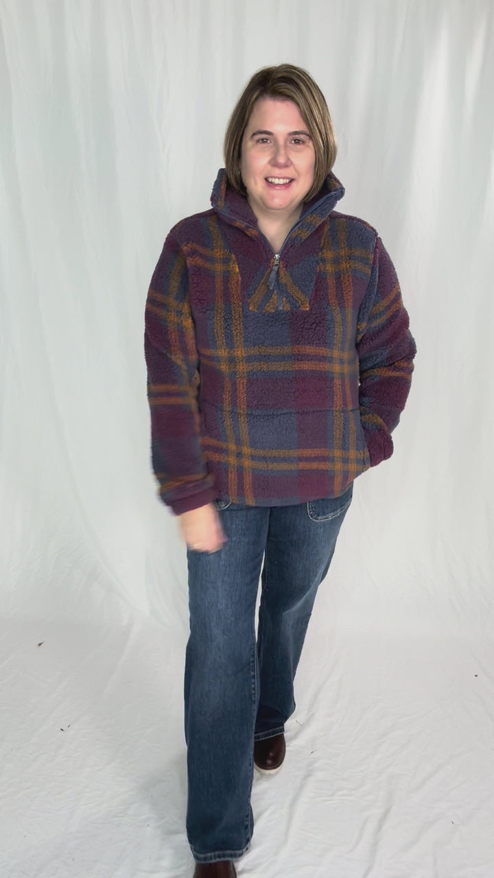 Ainsley Plush Sherpa Pullover- NIGHTSHADOW PLAID **PRE-ORDER SEPT 26th**