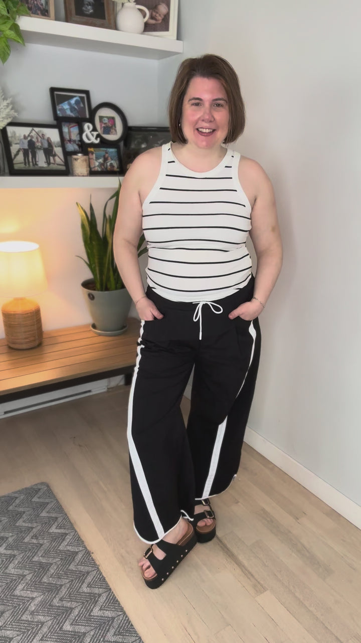 Liora Striped Tank- WHITE