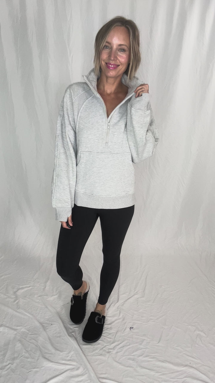 Hunter 1/2 Zip Pullover- HEATHER GRAY