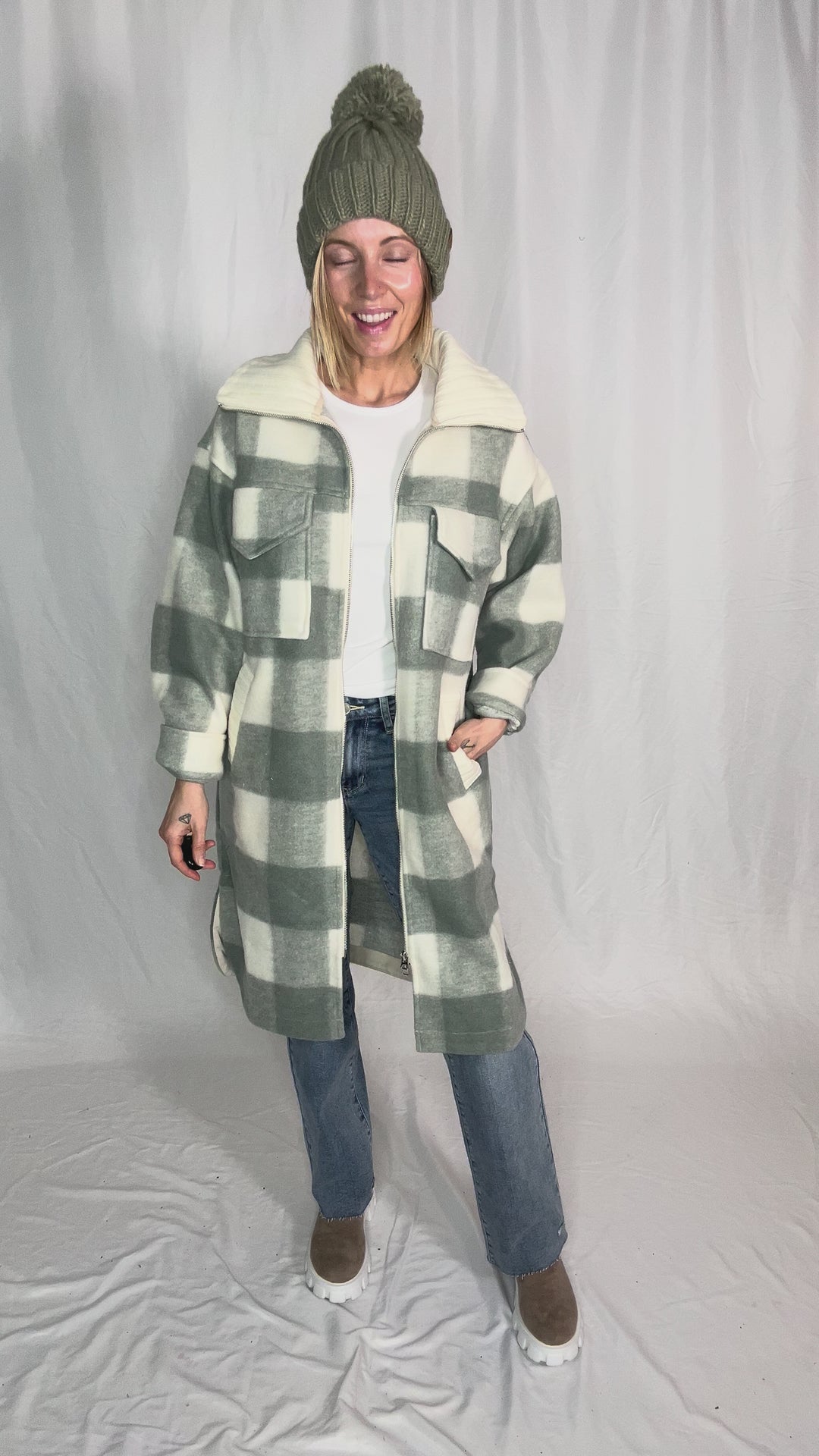 Frostine Plaid Jacket- SAGE