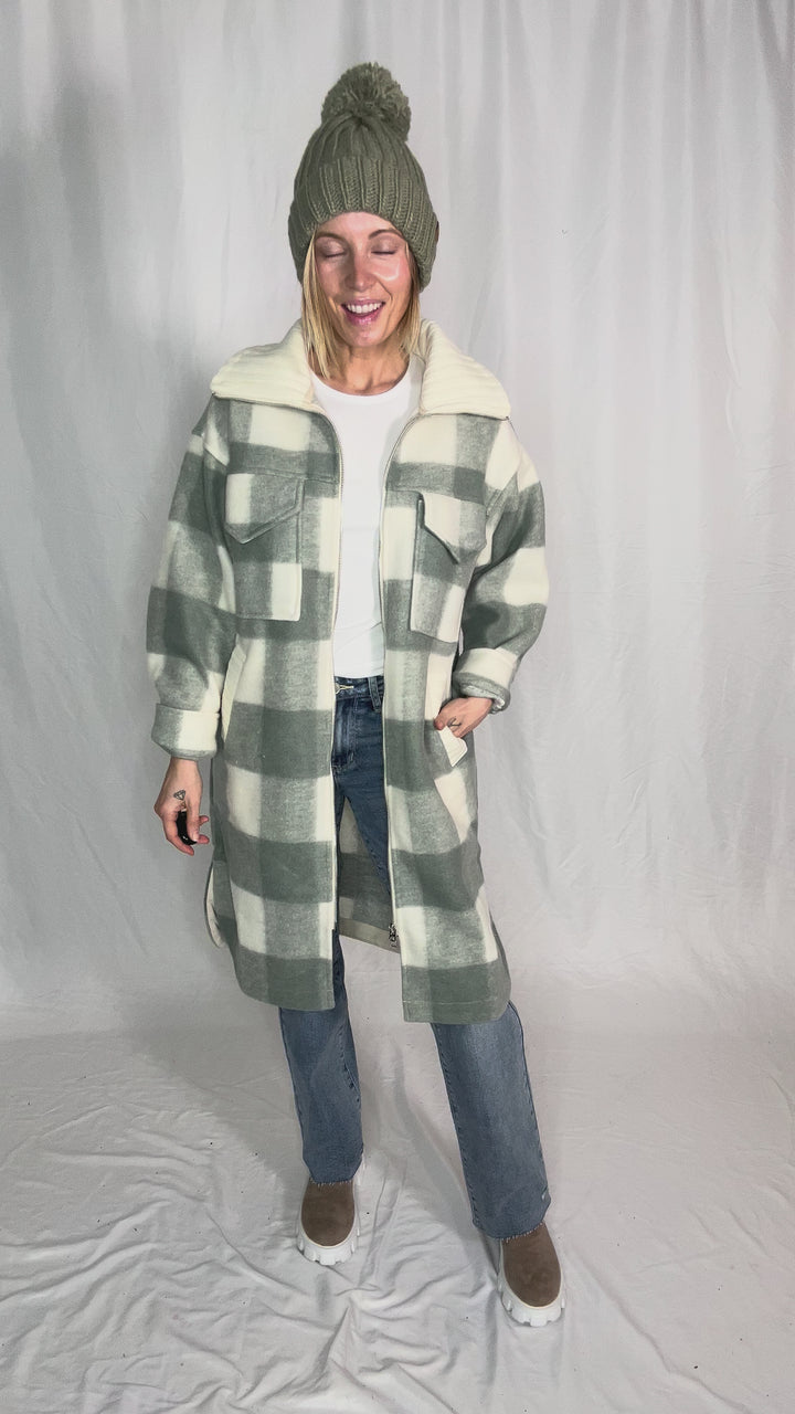 Frostine Plaid Jacket- SAGE