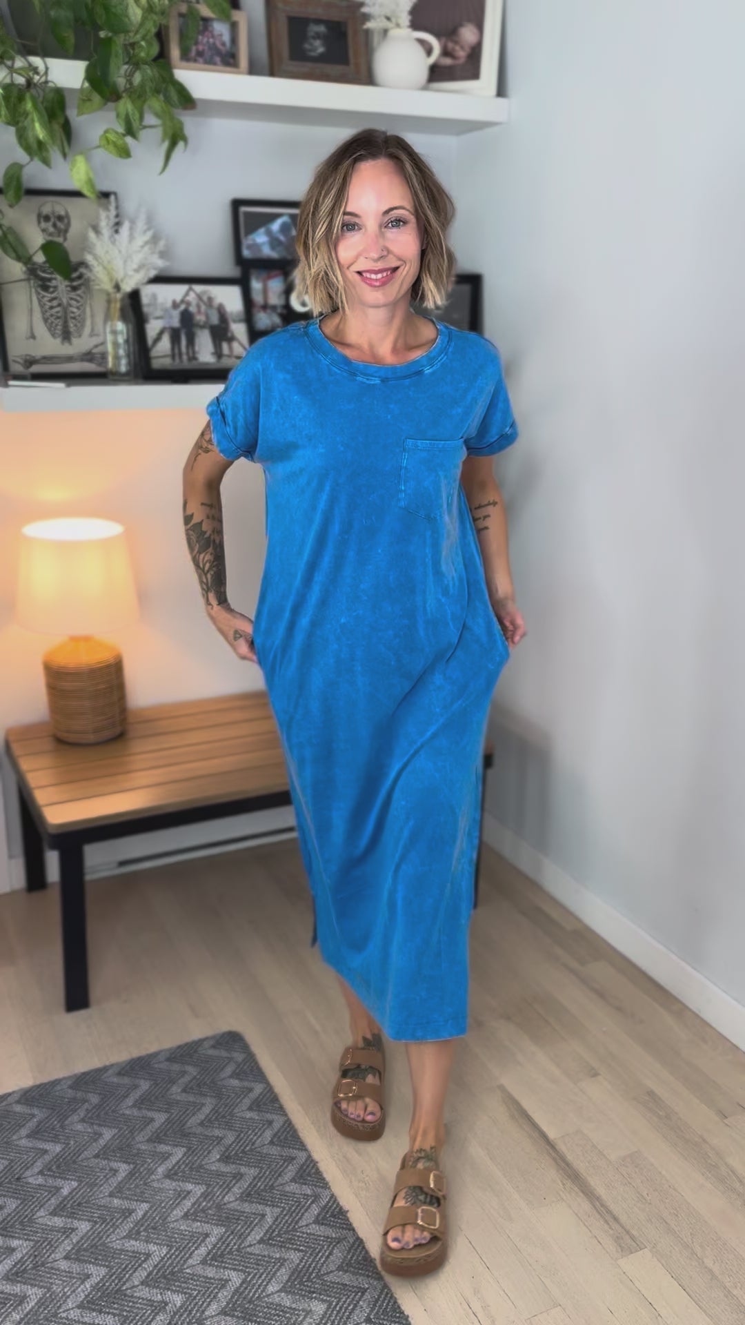 Northstar Washed Cotton Midi Dress- OCEAN BLUE
