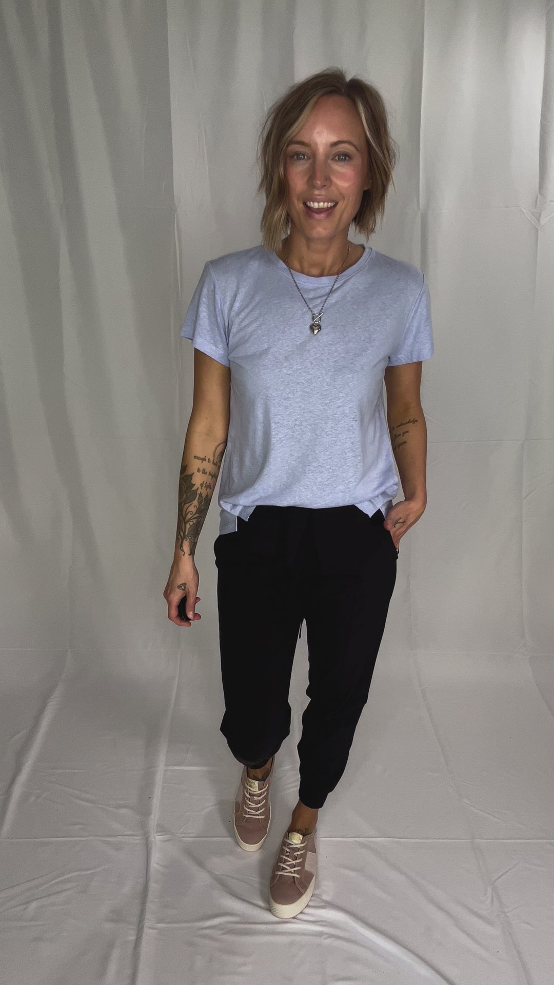 Solena Classic Round Hem Tee- CHAMBRAY-FINAL SALE