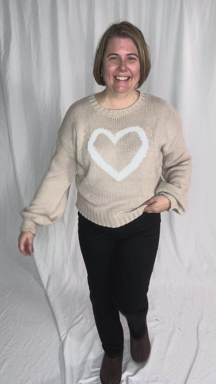 Vivienne Heart Sweater- BIEGE
