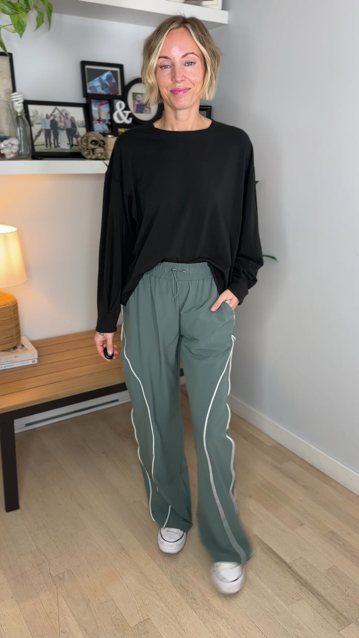 MONO B Sunday Brunch Pima Cotton Long Sleeve- BLACK