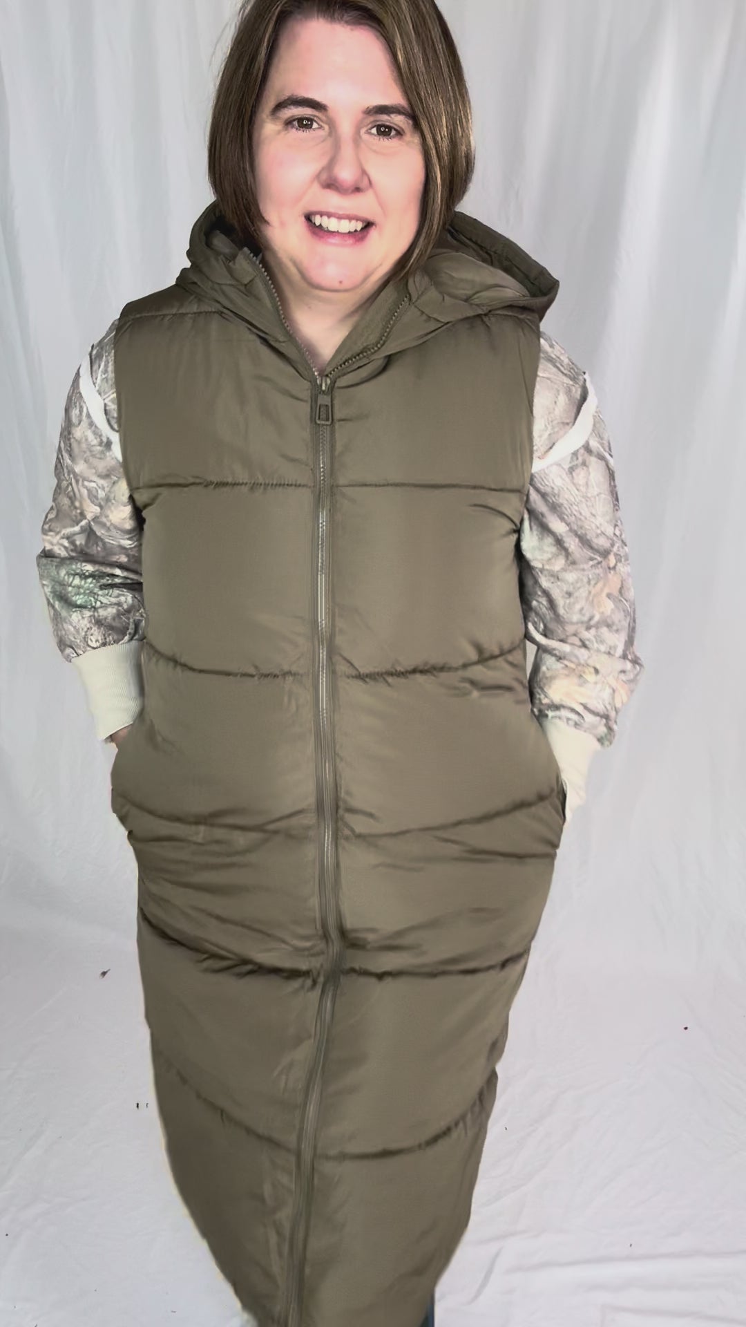ONLY Jackson Long Puffer Vest- OLIVE STONE