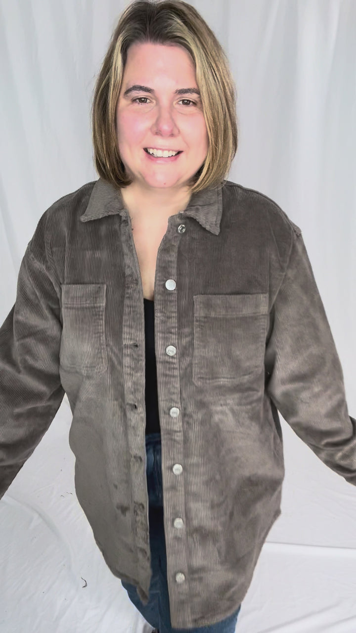 Noisy May Alva Corduroy Shacket- MOREL
