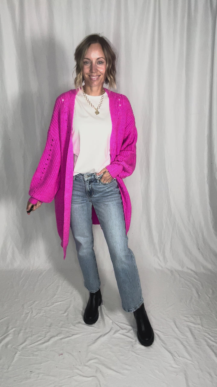 Arlo Soft Knit Cardigan- HOT PINK